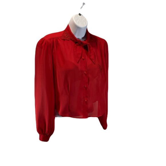 CHERI-ALAN Ltd. NewYork Embroidered Red Retro/Vintage blouse - Picture 10 of 12
